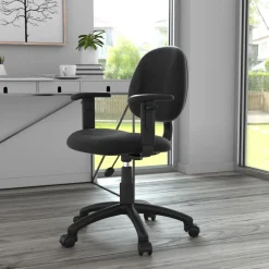 Perfect Posture Deluxe Office Task Chair Task Chair: Tweed, 23-1/2" Seat Height, Black, Adjustable Height