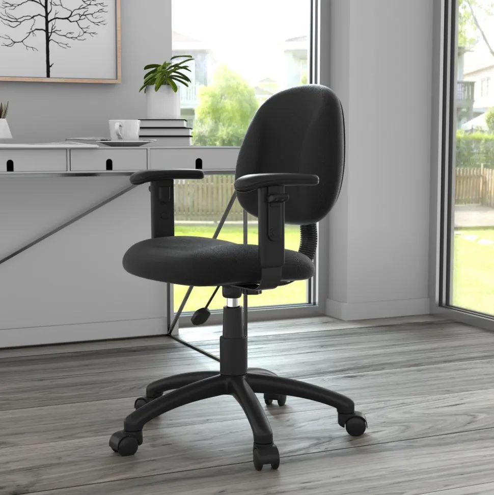 Perfect Posture Deluxe Office Task Chair Task Chair: Tweed, 23-1/2" Seat Height, Black, Adjustable Height