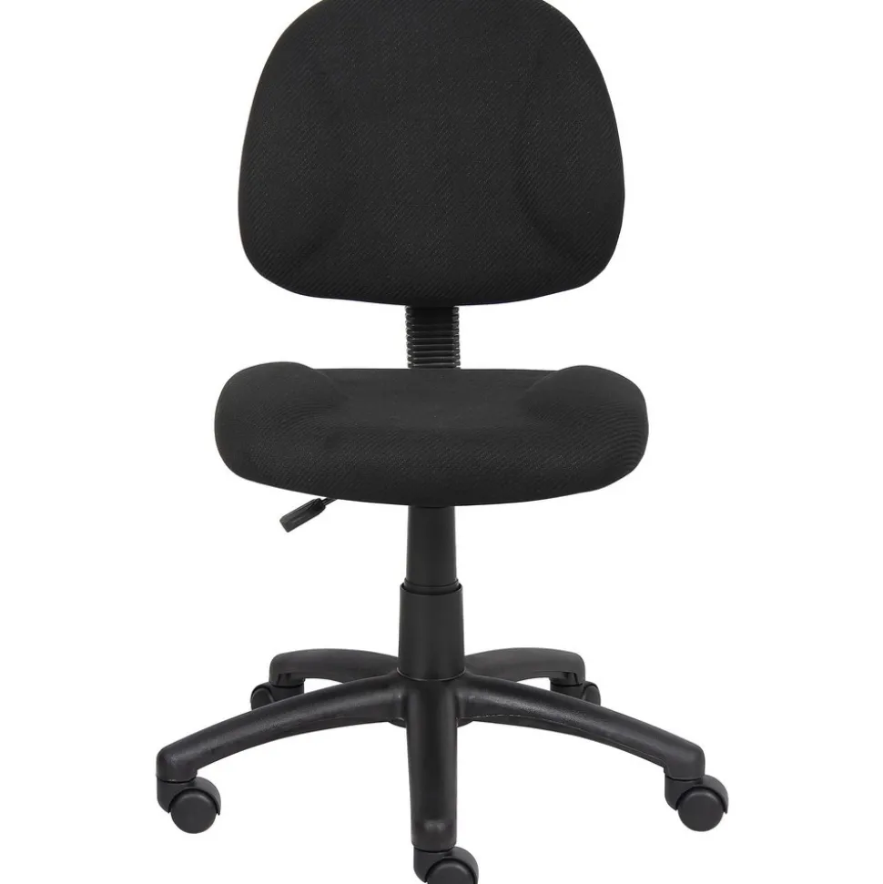 Perfect Posture Deluxe Office Task Chair Task Chair: Tweed, 23-1/2" Seat Height, Black, Adjustable Height