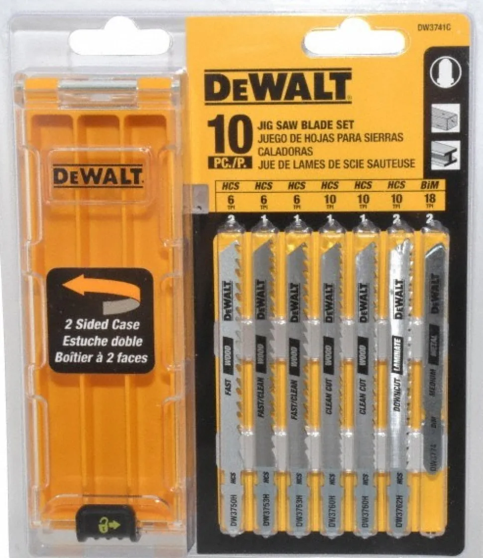 10 Piece, 3" to 4" Long, 6 to 18 Teeth per Inch, Bi-Metal and High Carbon Steel Jig Saw Blade Set