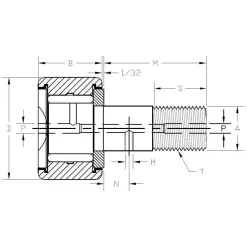 Plain Cam Follower: 0.625" Roller Width, 0.4375" Stud Dia, 1" Stud Length