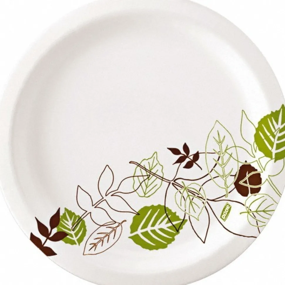 Plate: 8.5" Dia, Paper, Burgundy & Green, 125 Per Pack