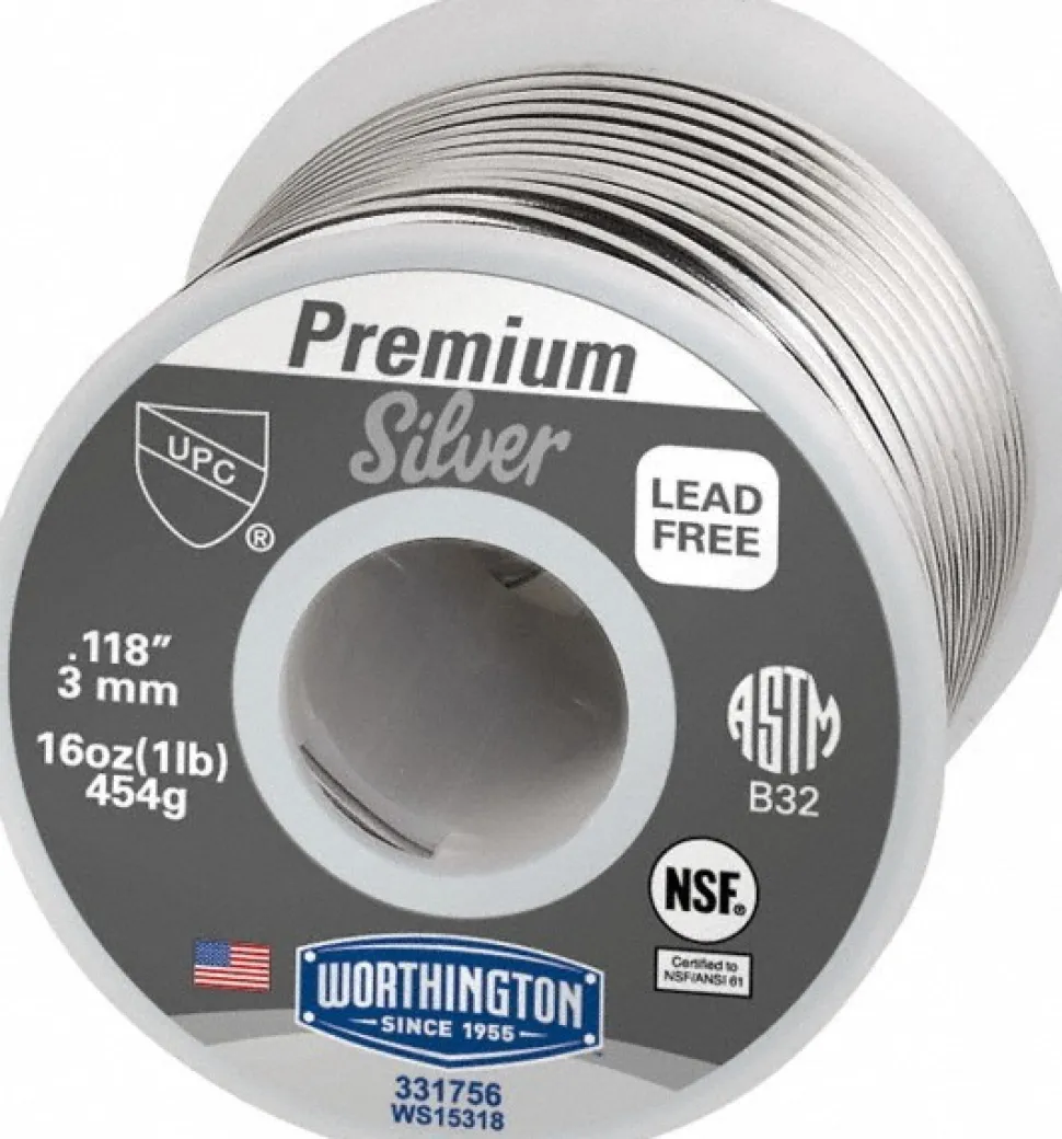 Premium Silver Lead-Free Solder: Silver, 0.118" Dia