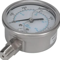 Pressure Gauge: 2-1/2" Dial, 600 psi, 1/4" Thread, NPT, Lower Mount