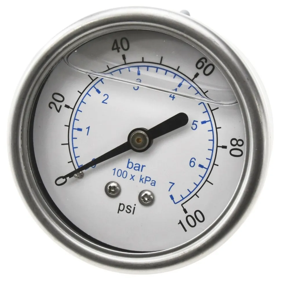 Pressure Gauge: 2-1/2" Dial, 100 psi, 1/4" Thread, NPT, Center Back Mount