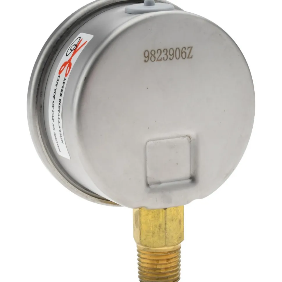 Pressure Gauge: 2-1/2" Dial, 60 psi, 1/4" Thread, NPT, Lower Mount