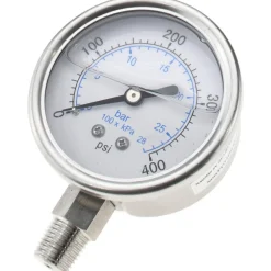 Pressure Gauge: 2-1/2" Dial, 400 psi, 1/4" Thread, NPT, Lower Mount