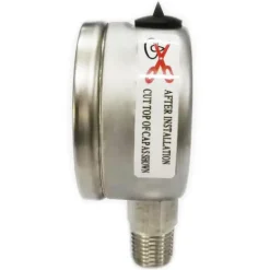 Pressure Gauge: 2" Dial, 60 psi, 1/4" Thread, NPT, Lower Mount