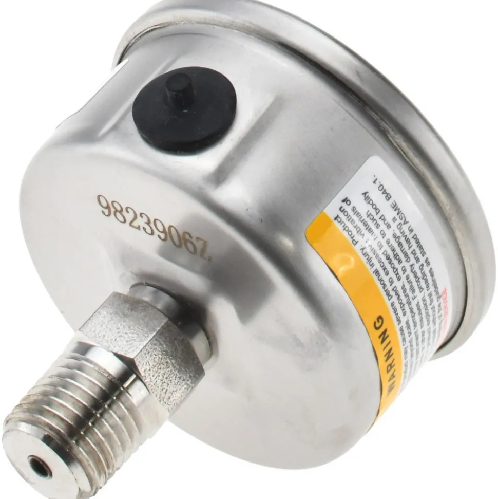 Pressure Gauge: 2" Dial, 100 psi, 1/4" Thread, NPT, Center Back Mount