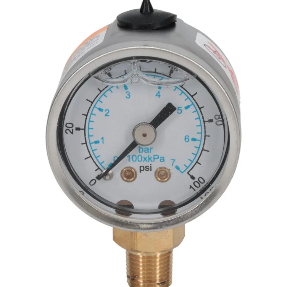 Pressure Gauge: 1-1/2" Dial, 100 psi, 1/8" Thread, NPT, Lower Mount