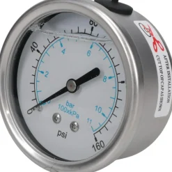 Pressure Gauge: 2-1/2" Dial, 160 psi, 1/4" Thread, NPT, Center Back Mount