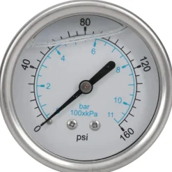Pressure Gauge: 2-1/2" Dial, 160 psi, 1/4" Thread, NPT, Center Back Mount