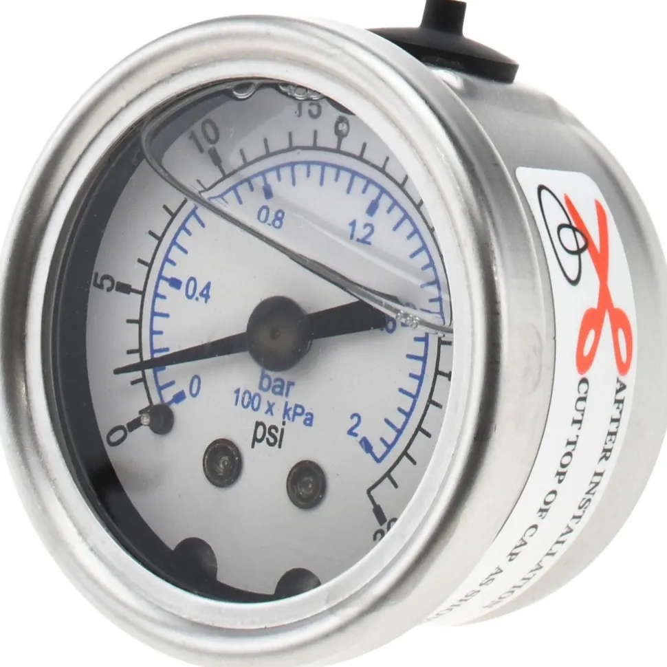 Pressure Gauge: 1-1/2" Dial, 30 psi, 1/8" Thread, NPT, Center Back Mount