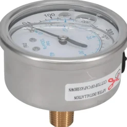 Pressure Gauge: 2-1/2" Dial, 600 psi, 1/4" Thread, NPT, Center Back Mount
