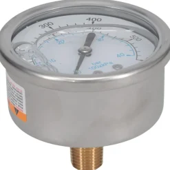 Pressure Gauge: 2-1/2" Dial, 600 psi, 1/4" Thread, NPT, Center Back Mount