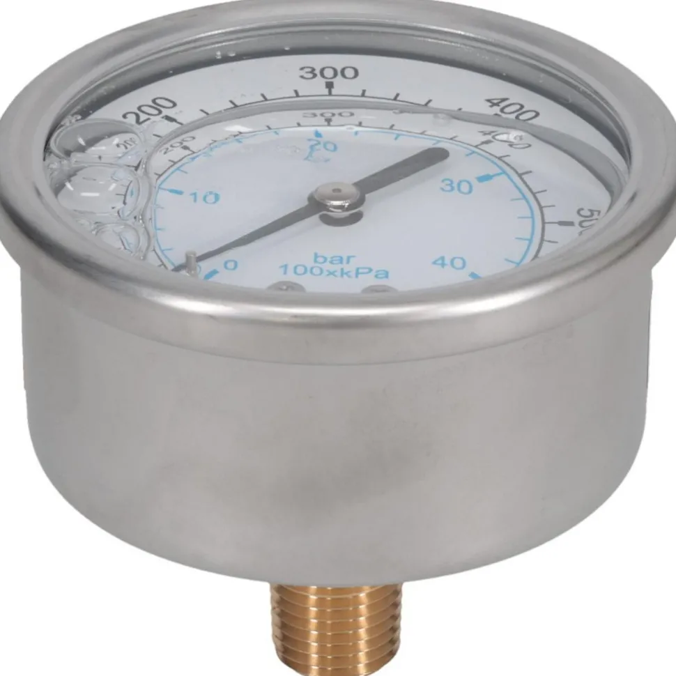 Pressure Gauge: 2-1/2" Dial, 600 psi, 1/4" Thread, NPT, Center Back Mount