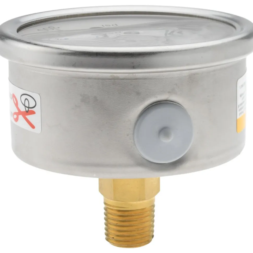 Pressure Gauge: 2-1/2" Dial, 300 psi, 1/4" Thread, NPT, Center Back Mount