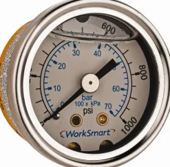 Pressure Gauge: 1-1/2" Dial, 1,000 psi, 1/8" Thread, NPT, Center Back Mount
