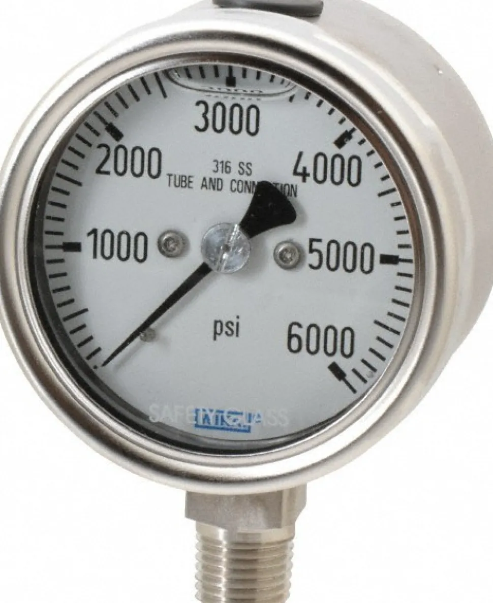 Pressure Gauge: 2-1/2" Dial, 1/4" Thread, Lower Mount