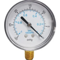 Pressure Gauge: 2-1/2" Dial, 1/4" Thread, NPT, Lower Mount