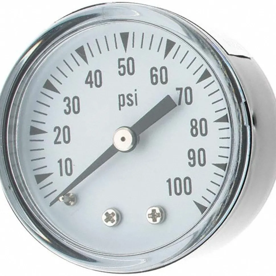 Pressure Gauge: 2" Dial, 1/4" Thread, NPT, Center Back Mount