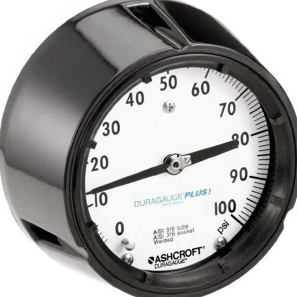 Pressure Gauge: 4-1/2" Dial, 1/2" Thread, Rear Flange Mount