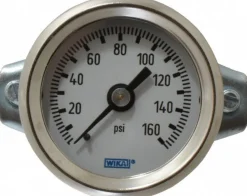 Pressure Gauge: 1-1/2" Dial, 1/8" Thread, U-Clamp Panel & Center Back Mount