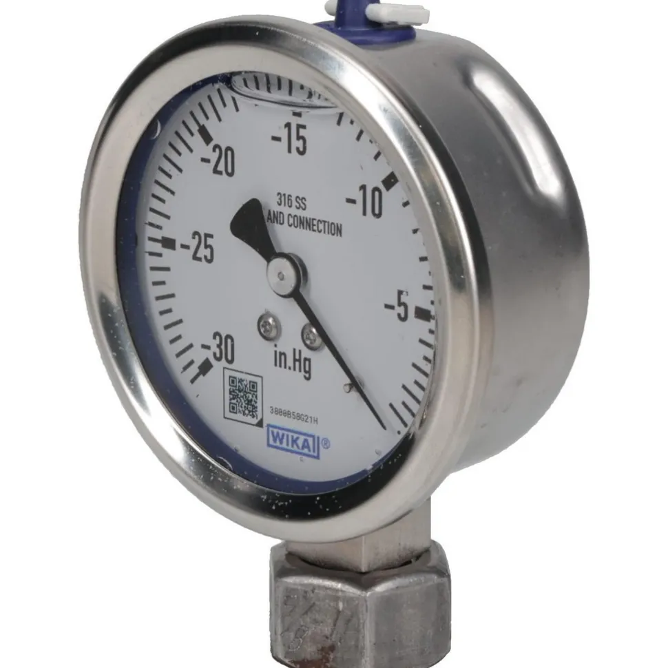 Pressure Gauge: 2-1/2" Dial, 0 to 30 psi, 1/4" Thread, NPT, Lower Mount