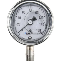 Pressure Gauge: 2-1/2" Dial, 0 to 160 psi, 1/4" Thread, NPT, Lower Mount