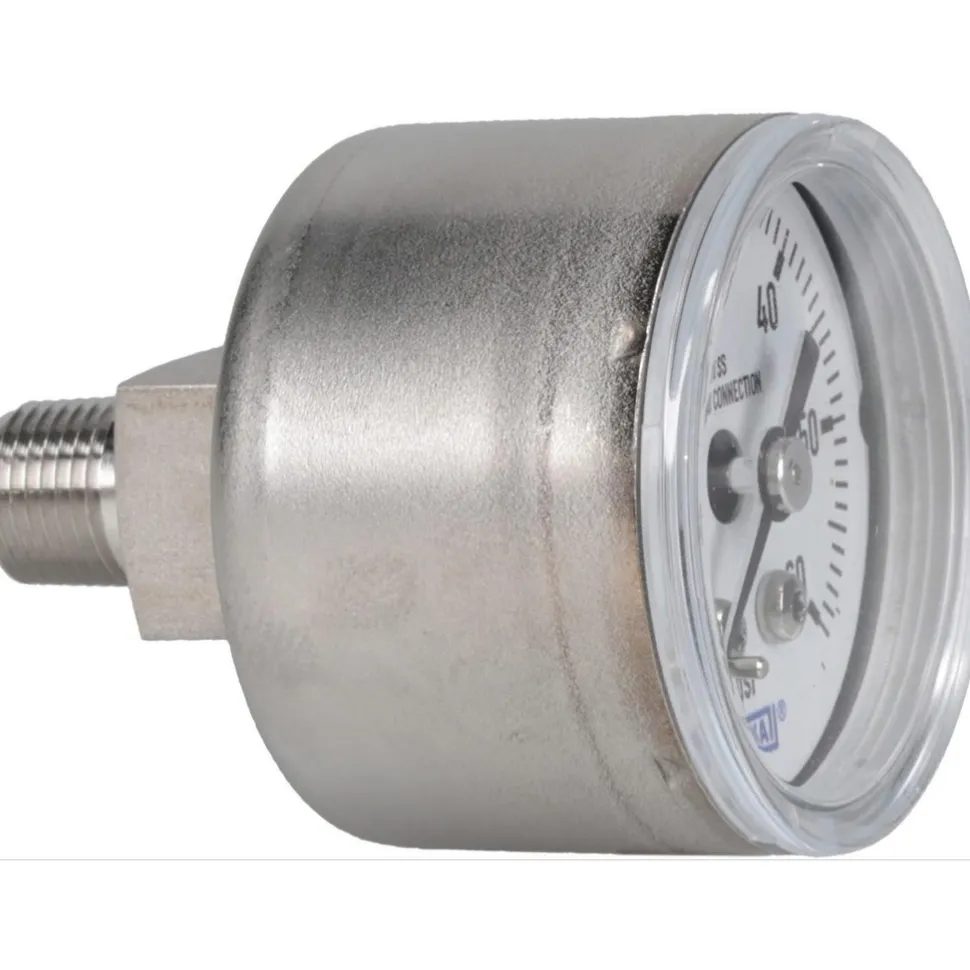 Pressure Gauge: 1-1/2" Dial, 0 to 60 psi, 1/8" Thread, NPT, Center Back Mount