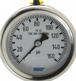 Pressure Gauge: 2-1/2" Dial, 0 to 160 psi, 1/4" Thread, NPT, Center Back Mount