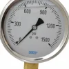 Pressure Gauge: 4" Dial, 0 to 1,500 psi, 1/4" Thread, NPT, Lower Mount