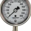 Pressure Gauge: 2-1/2" Dial, 0 to 600 psi, 1/4" Thread, NPT, Lower Mount