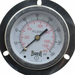 Pressure Gauge: 2-1/2" Dial, 0 to 160 psi, 1/4" Thread, NPT, Center Back Mount