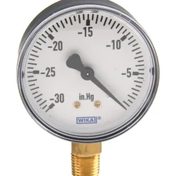 Pressure Gauge: 2-1/2" Dial, 0 to 30 psi, 1/4" Thread, NPT, Lower Mount