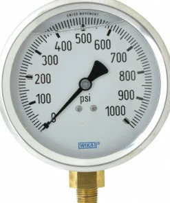 Pressure Gauge: 4" Dial, 0 to 1,000 psi, 1/4" Thread, NPT, Lower Mount