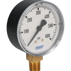 Pressure Gauge: 2-1/2" Dial, 0 to 600 psi, 1/4" Thread, NPT, Lower Mount
