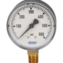 Pressure Gauge: 2-1/2" Dial, 0 to 600 psi, 1/4" Thread, NPT, Lower Mount
