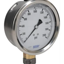 Pressure Gauge: 4" Dial, 0 to 2,000 psi, 1/4" Thread, NPT, Lower Mount