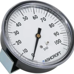 Pressure Gauge: 3-1/2" Dial, 0 to 100 psi, 1/4" Thread, NPT, Center Back Mount