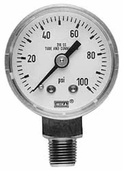 Pressure Gauge: 2" Dial, 0 to 160 psi, 1/4" Thread, NPT, Center Back Mount