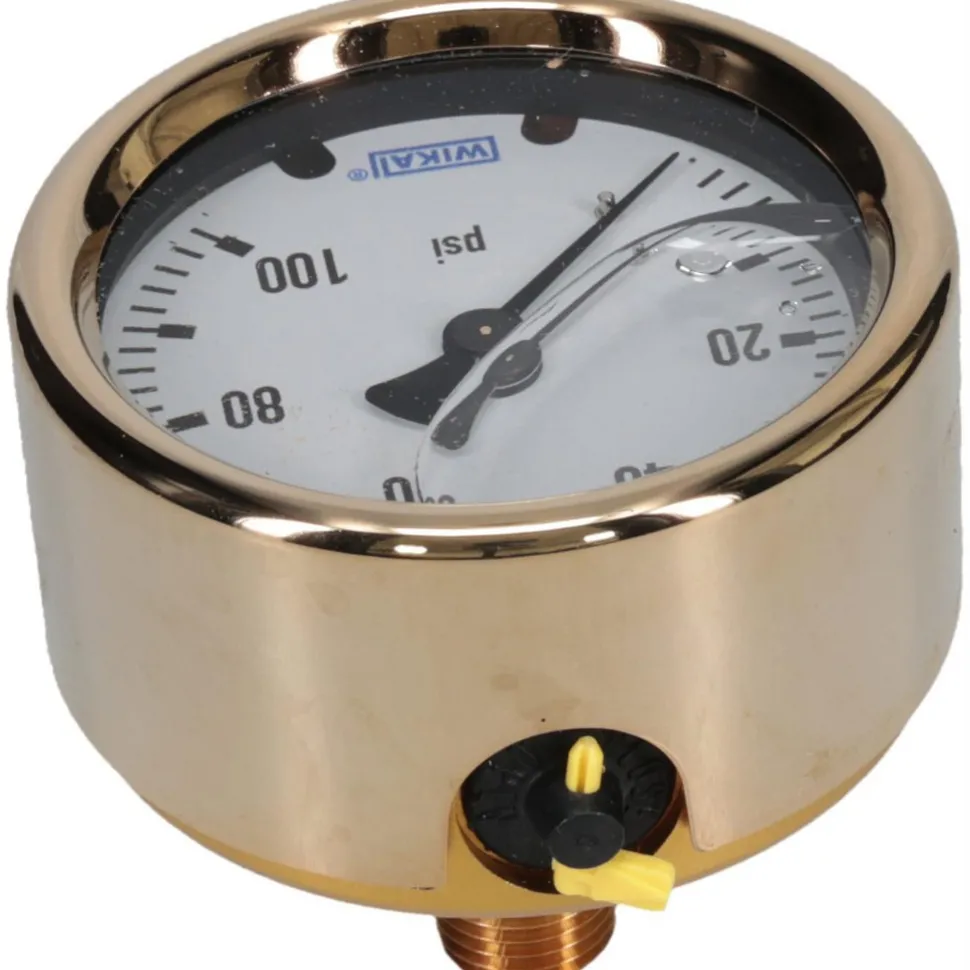 Pressure Gauge: 2-1/2" Dial, 0 to 100 psi, 1/4" Thread, NPT, Back Mount