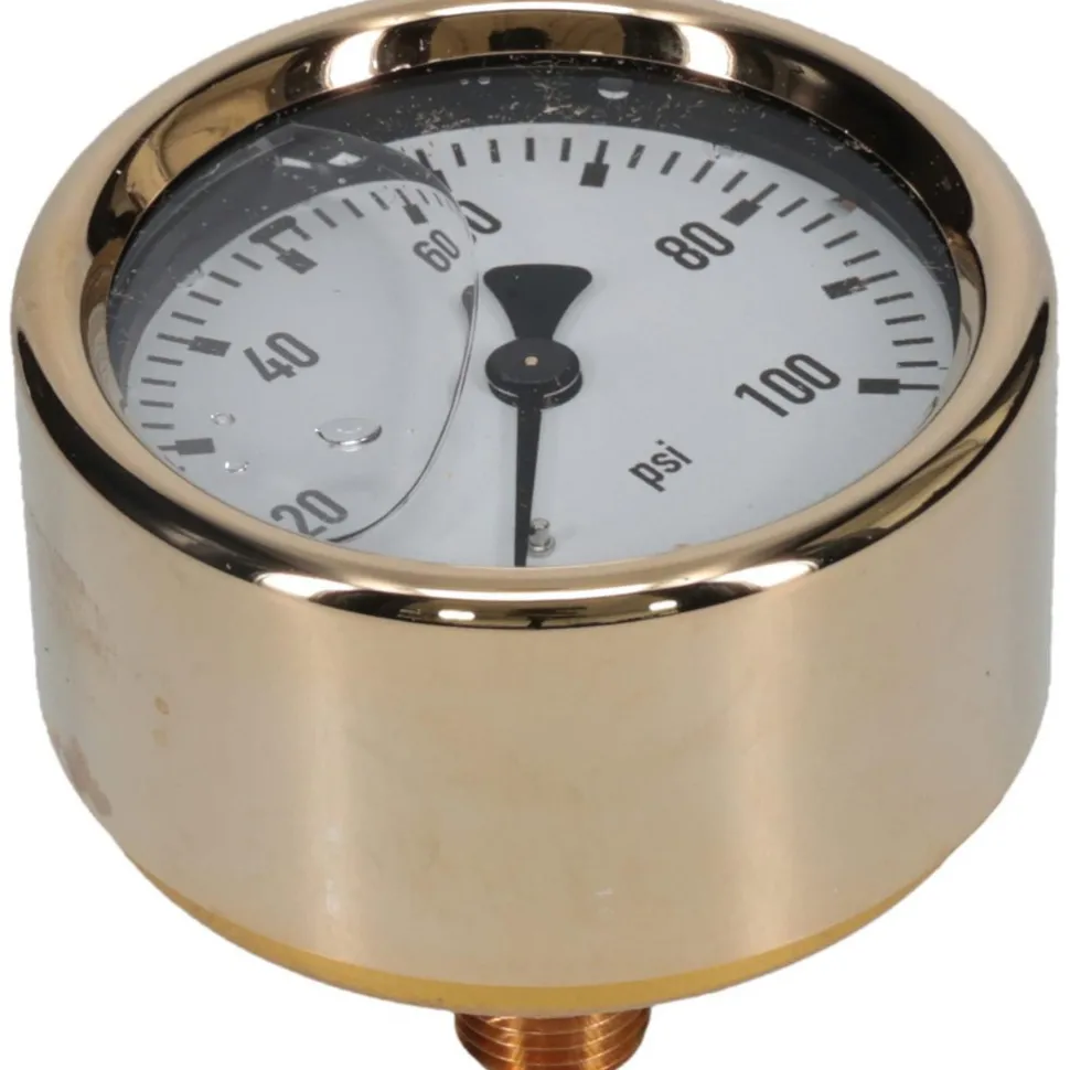 Pressure Gauge: 2-1/2" Dial, 0 to 100 psi, 1/4" Thread, NPT, Back Mount