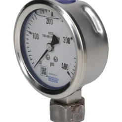 Pressure Gauge: 2-1/2" Dial, 0 to 400 psi, 1/4" Thread, NPT, Lower Mount
