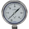 Pressure Gauge: 4" Dial, 0 to 60 psi, 1/4" Thread, NPT, Lower Mount