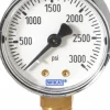 Pressure Gauge: 2" Dial, 0 to 3,000 psi, 1/4" Thread, NPT, Lower Mount