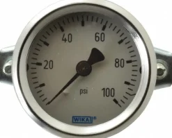 Pressure Gauge: 2" Dial, 0 to 100 psi, 1/4" Thread, NPT, U-Clamp Panel & Center Back Mount