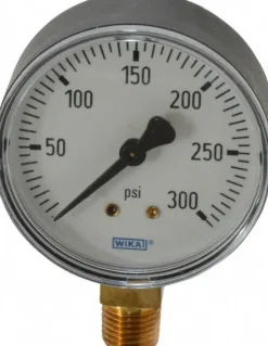 Pressure Gauge: 2-1/2" Dial, 0 to 300 psi, 1/4" Thread, NPT, Lower Mount