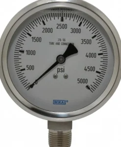 Pressure Gauge: 4" Dial, 0 to 5,000 psi, 1/2" Thread, NPT, Lower Mount
