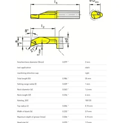 Profile Boring Bar: 0.079" Min Bore, 0.236" Max Depth, Right Hand Cut, Solid Carbide